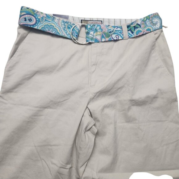 Caribbean Joe Let Go Passport Collection Womens Pants Size 14 Belted Beige - Picture 4 of 9